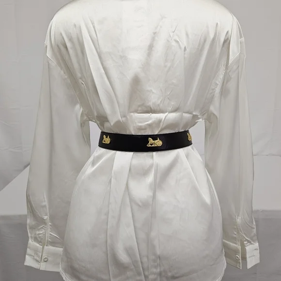 Celine Carriage Belt In Black Leather And Gold Hardware Women's Size 70 - Picture 4 of 13